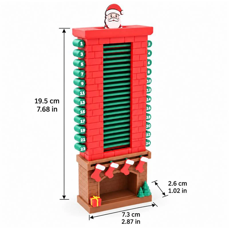 3D-Druck Weihnachts-Adventskalender 24 Tage Weihnachtsmann-Kamin Countdown-Kalender Weihnachts-Heimdekoration Kreatives Interaktives Geschenk – Detail 1