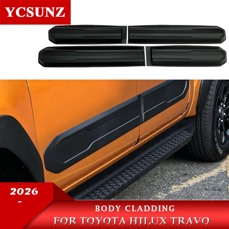 ABS Body Cladding For Toyota Hilux Travo 2026 Side Door Protection Trim Strips Double Cabin Car Accessories YCSUNZ