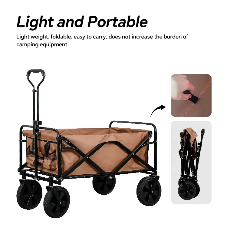 HOMFUL Fishing Bollerwagen Collapsible Folding Camping Trolley Wagon Stroller Beach Cart for Sand Big Wheels view 3