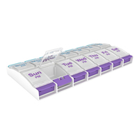 BDUN Push Button Pill Organizer, Weekly Pill, Medicine, Vitamin Organizer Box, 7 Days Pill Container, 2 Times a Day, AM PM, Larg
