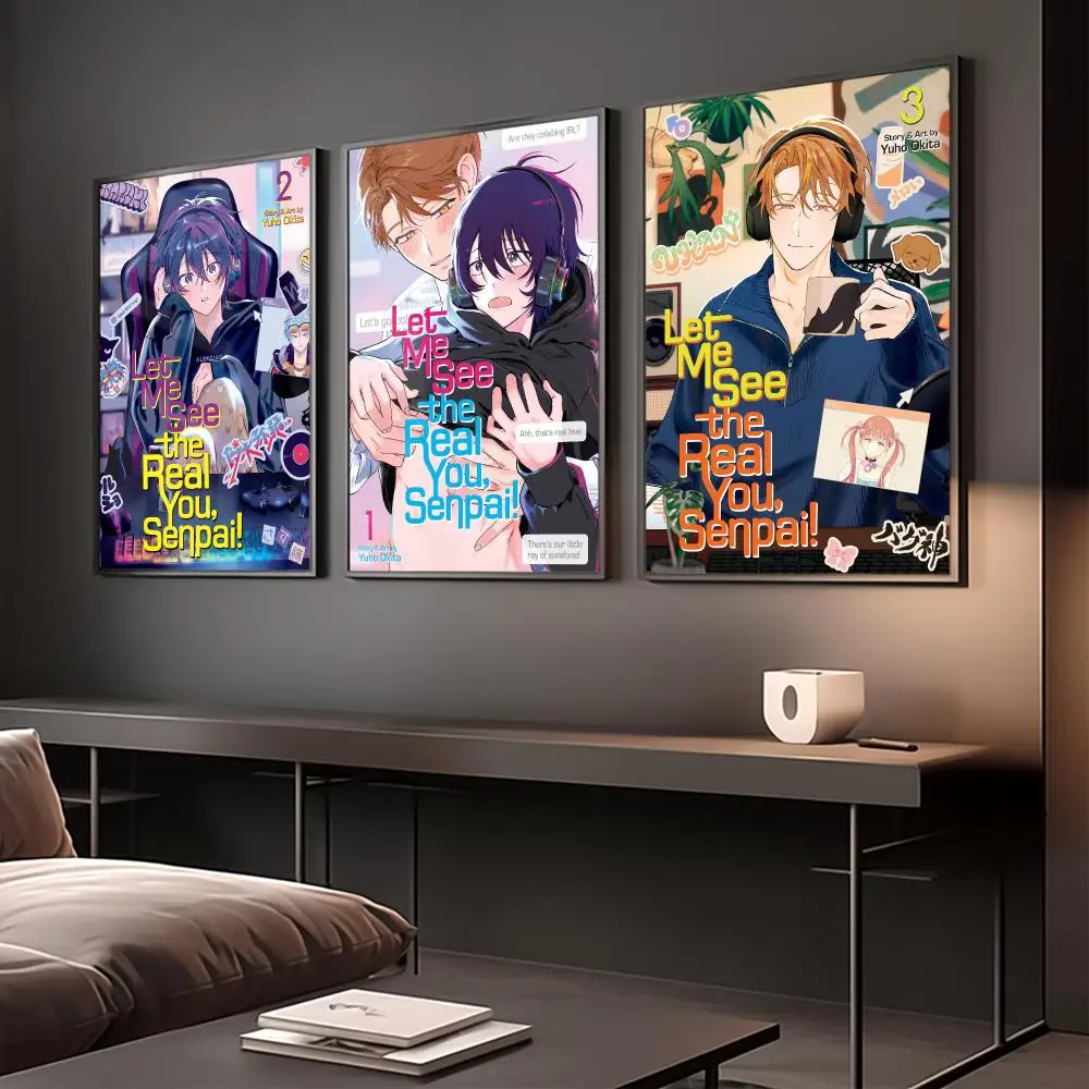 Let Me See Real Senpai Poster Modern Aesthetic Wall Art Print Room Decoration Items for Bedroom Home Decor Gift