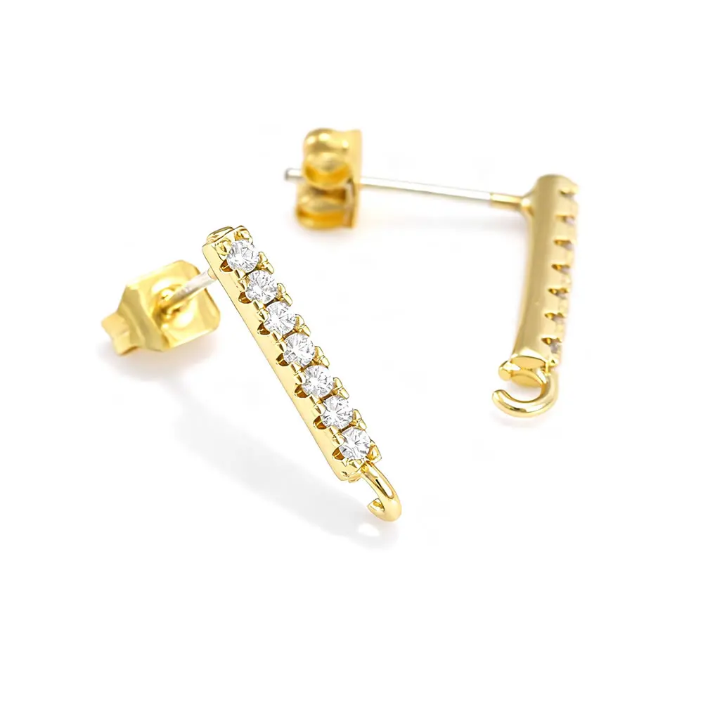 18K Gold Color Brass Rectangle Rod Shape Stud Earrings Pins Earring Jewelry Making Supplies Diy Findings Accessories Materials gallery 3