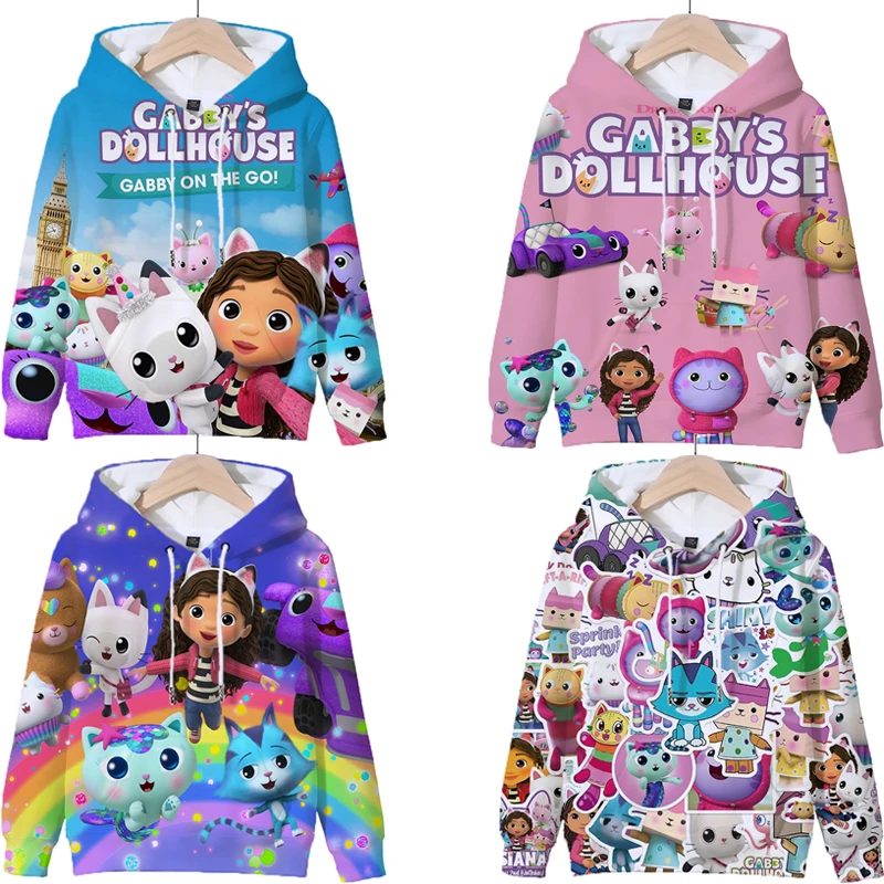 

Gabby's Dollhouse Print Hoodies Sweatshirt Autumn Harajuku Pullover Boys Girls 3D Printed Anime Hoodie y2k Sudadera Kids Clothes