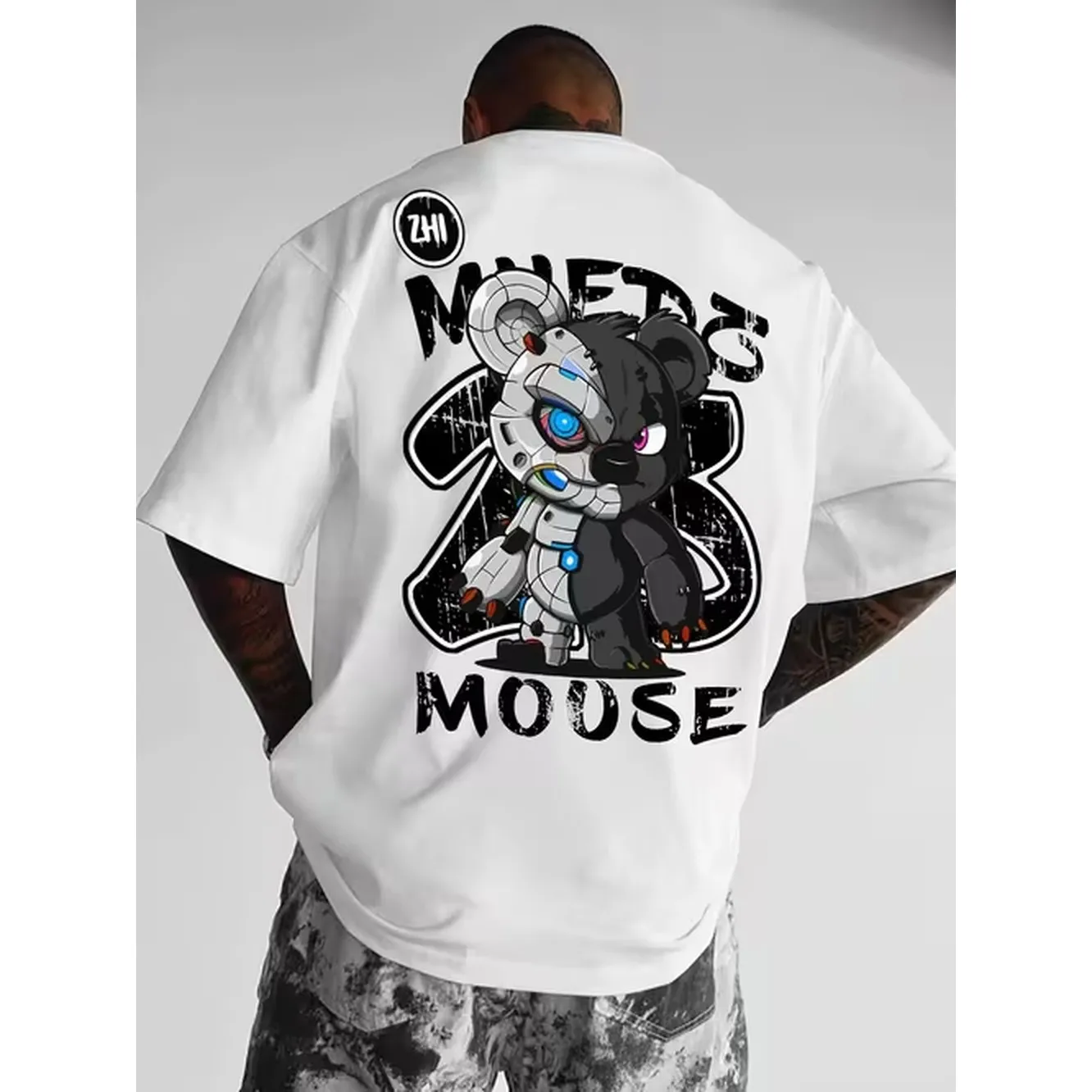 Mens Y2K Retro Anime Inspired T Shirt With Cute Mouse 23 Number Graphic Oversized Loose Fit Short Sleeve Crew Neck Tee Text Design Mon Use Dause Casual Summer Streetwear For S Ideal Gift