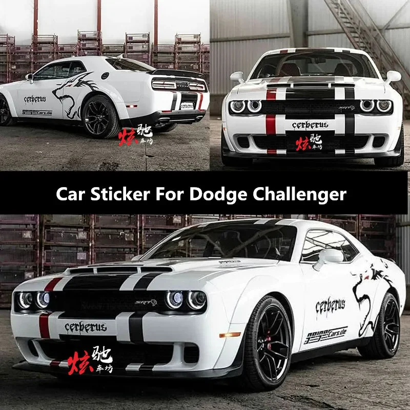 

Car Stickers For Dodge Challenger Exterior Decoration Hood Door Body Modification decal accessories Decorative Color Stripes