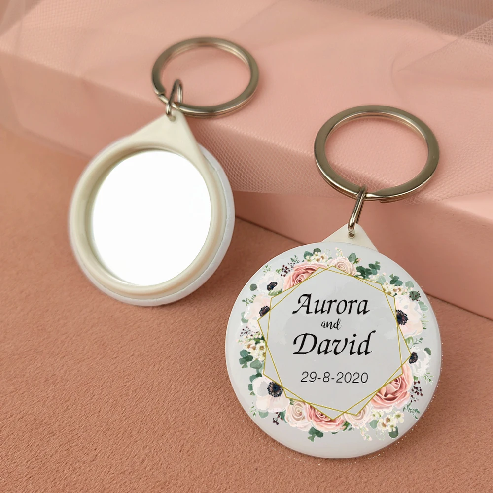 Personalisierter Schlüsselanhänger Flaschenöffner Spiegel Hochzeitsgeschenke für Gäste, für Babyparty, Geburtstag, personalisierte Partygeschenke Souvenir – Detail 8
