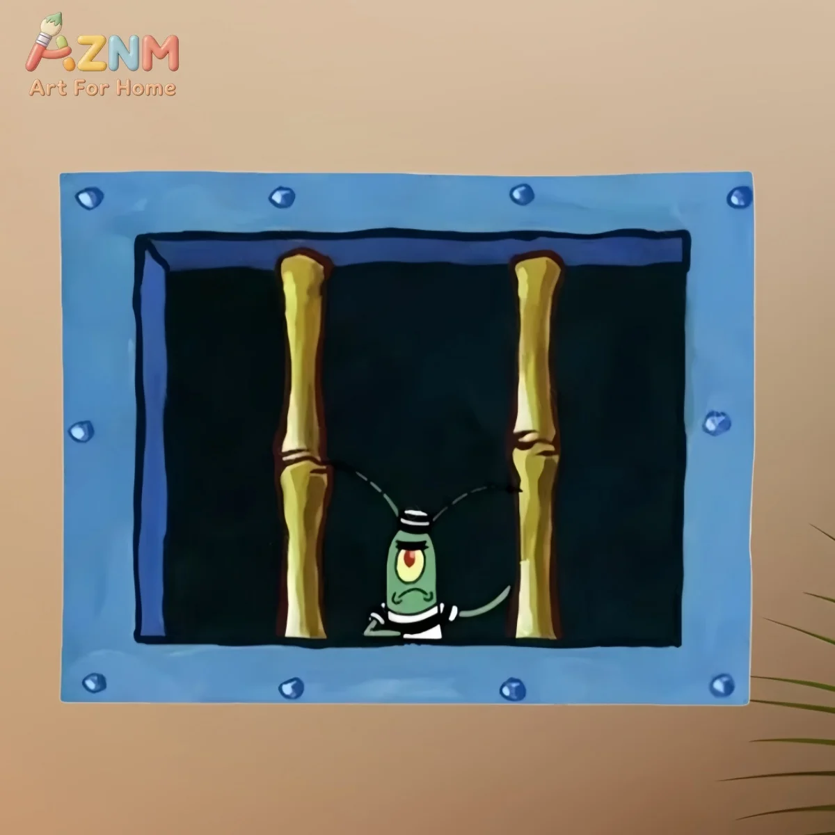 AZNM SpongeBob SquarePants Squidward Mr Krabs Window Scene Canvas Wall Print Unframed Cartoon Anime Poster for Bedroom Decor