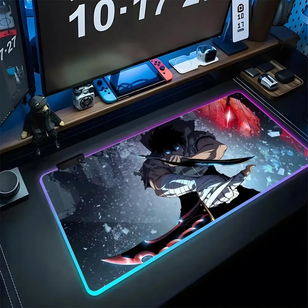 

Anime Solo Leveling Mouse Pad Gaming Rgb Mousepad Backlit Keyboard Gamer Girl Xxl Laptop Mat Table Trendy Pads Deskpad