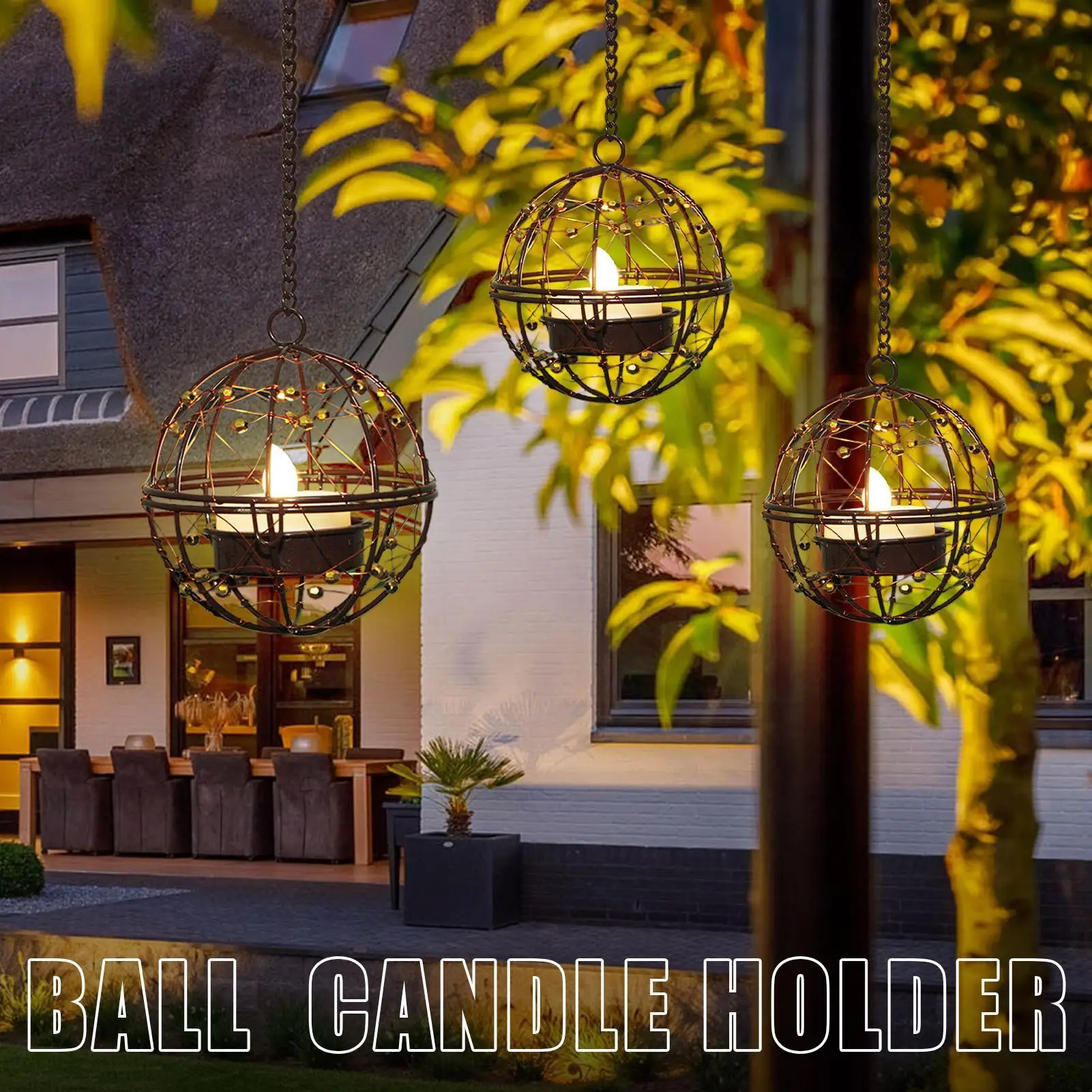 

Solar Outside Lanterns Solar Charging Lanterns For Garden 3 Pieces Waterproof Metal Lamp Hollow-out Ornament For Backyard Yard
