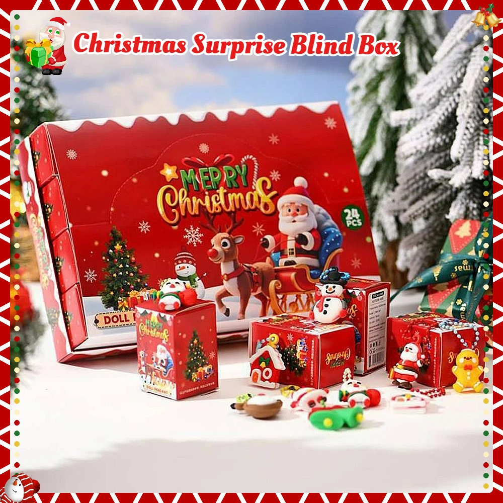 

Рождественская слепая коробка-сюрприз, Рождественский адвент-календарь, 2026, подарочная коробка, фигурка Санта-Клауса, снеговика, подвеска, рождественское украшение