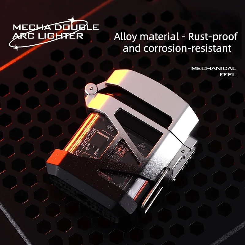 New Metal Hollow Type-C Rechargeable Portable Arc Igniter Outdoor Windproof and Waterproof Electronic Cigarette Lighter
