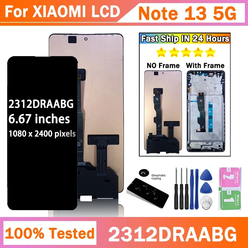 Note13 2312DRAABC Display Screen For Xiaomi Redmi Note 13 5G LCD display Touch Screen digitizer Assembly With Frame