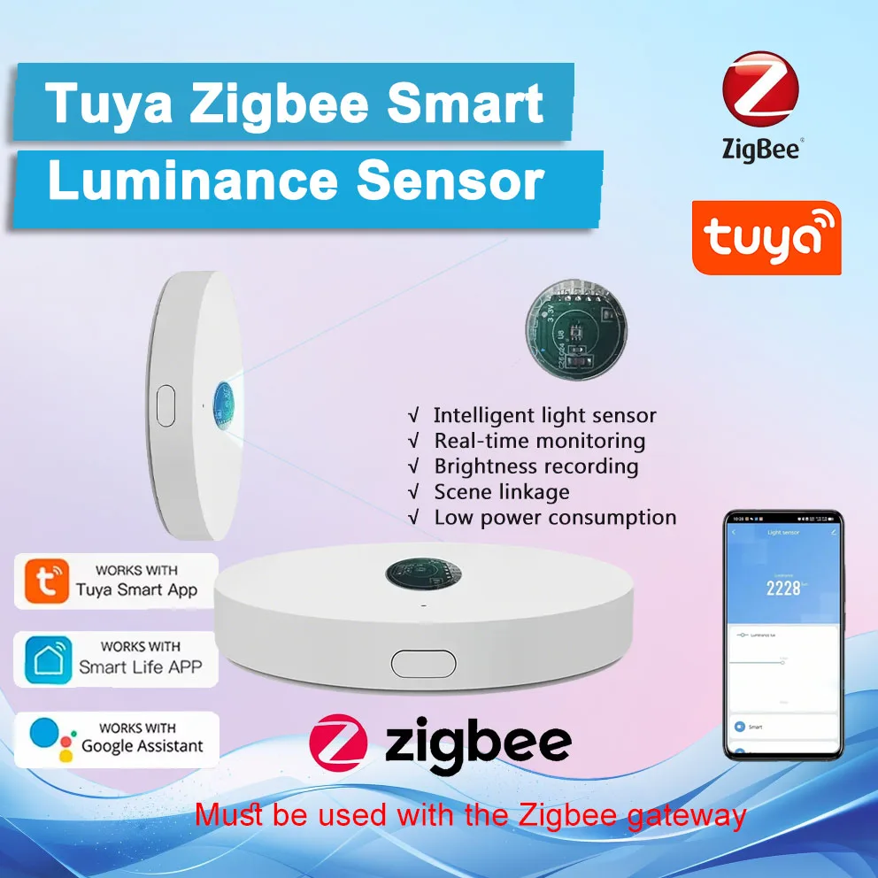 

Tuya Zigbee Luminance Sensor Light Sensor Illumination Brightness Detector Smart Home Linkage for Smart Lights | Control via Sma