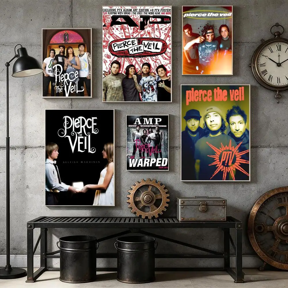 P-Pierce The Veil Poster HD Art Sticky Wall Waterproof Home Living Room Bedroom Bar Aesthetic Decoration