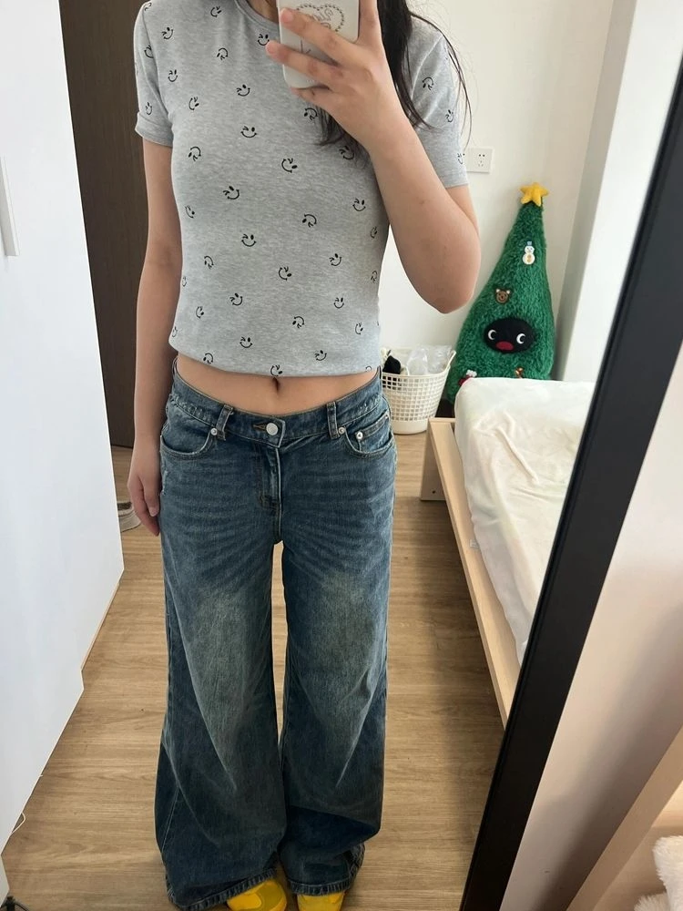 Pure Cotton Short Sleeve T-Shirt Women's Summer 2024 New Elegant Short Sweet And Spicy Girl Top Smile Print Casual Commute St...