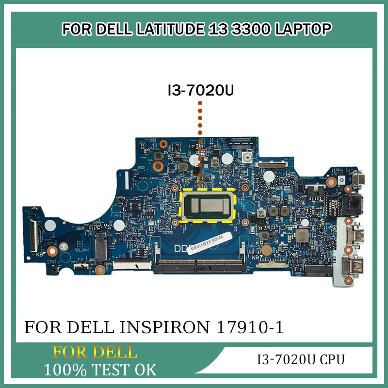 

17910-1 Notebook Mainboard For DEL Latitude 13 3300 CN 0RV5W4 Laptop Motherboard With i3-7020U CPU 100% Tested OK