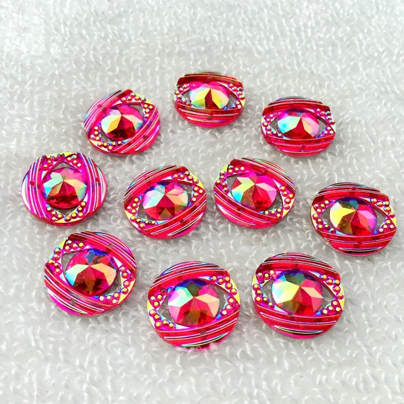 20Pcs 18mm AB Colorful flatback stones and crystals Resin Round Rhinestone trim DIY Wedding Dress craft -HB15