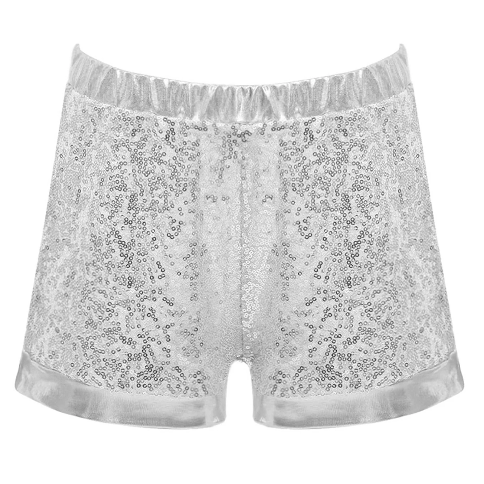 Sequin Metallic Shorts for Girls Jazz Dancewear Kids Glitter Short Pants Fashion Children's Sequins Shorts Performance Costumes
