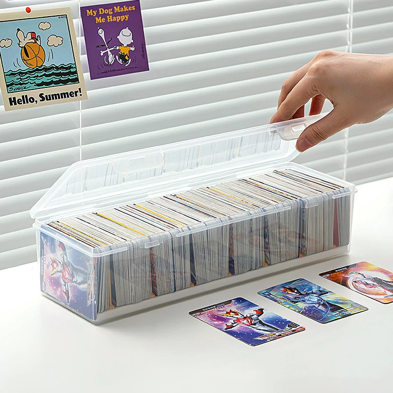 Game Cards Storage Box Football Stars Trading Card Storage Box Plastic Transparent Card Container Portable Dust-Proof Tape Cover