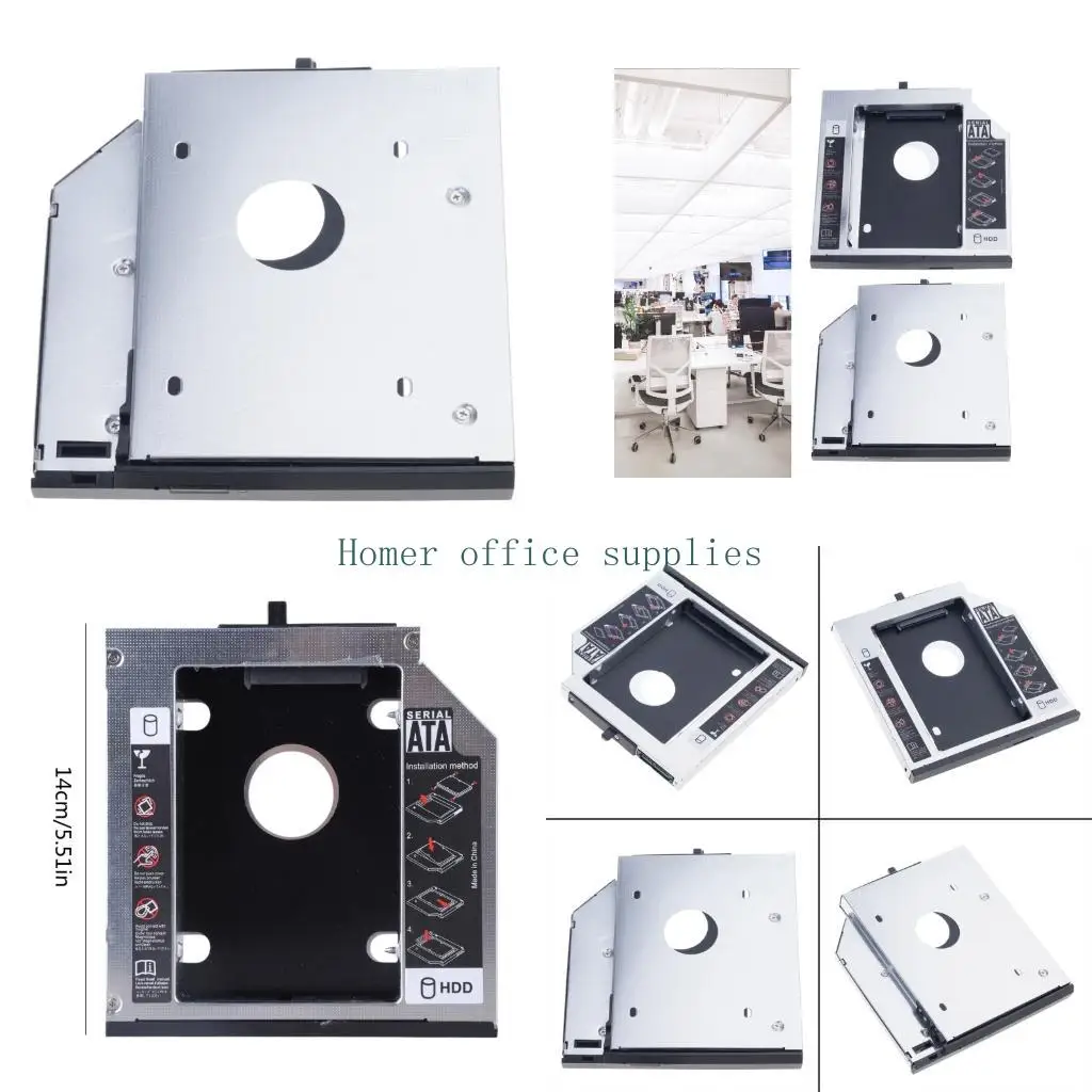 K43B 9.5mm 2.5'' 2nd HDD SSD Hard Drive Caddy Adapter Tray Enclosure Optical Driver Bay for ThinkpadT420 T430 T510 T520