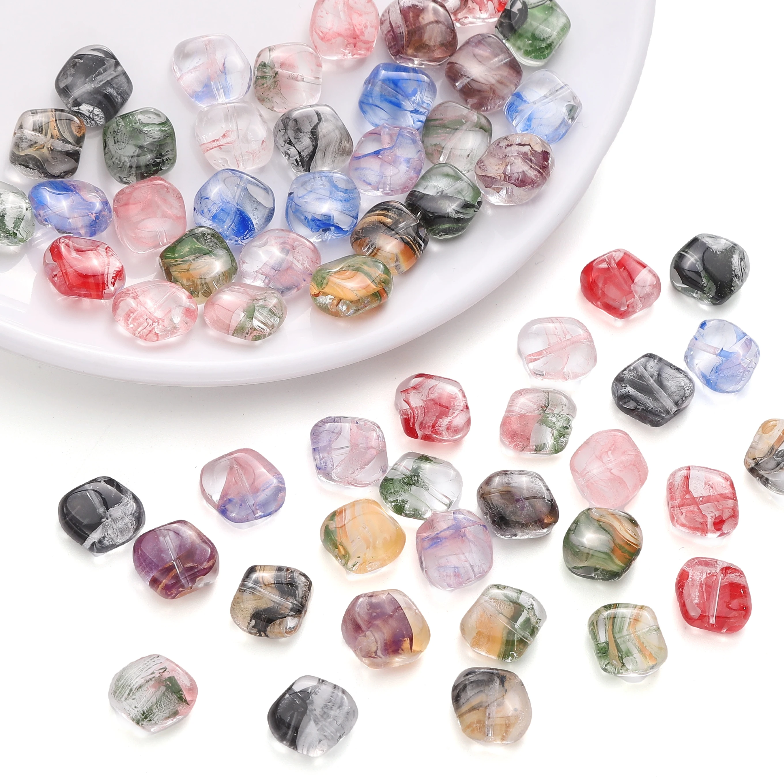 

2pcs 11x10mm Color Crystal Glass Irregular Square CharmLoose Bead Handmade for DIY Necklace Bracelet Earring Jewelry Making