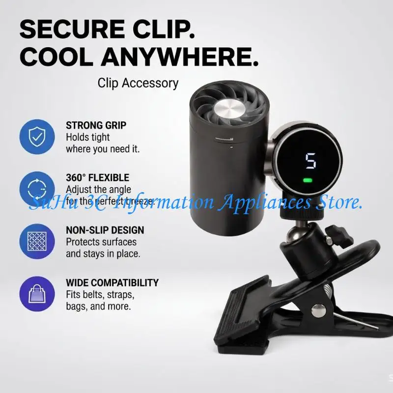 Travel Fan Support Mount for Shark Clip-On Holder with NonSlip Pad, Quick Assembly, and Directional Airflows Positioning for