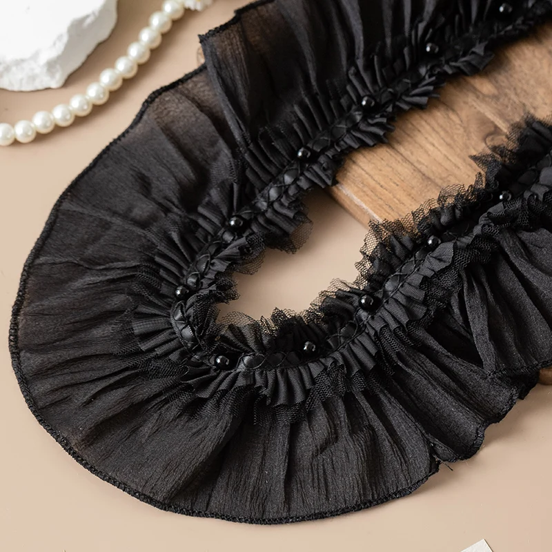 1Meter Pleated Lace Fabric For Elegant Party Dresses 2024 Decorative Trimmings Sewing Accessories Needlework Trim Ribbon For Diy