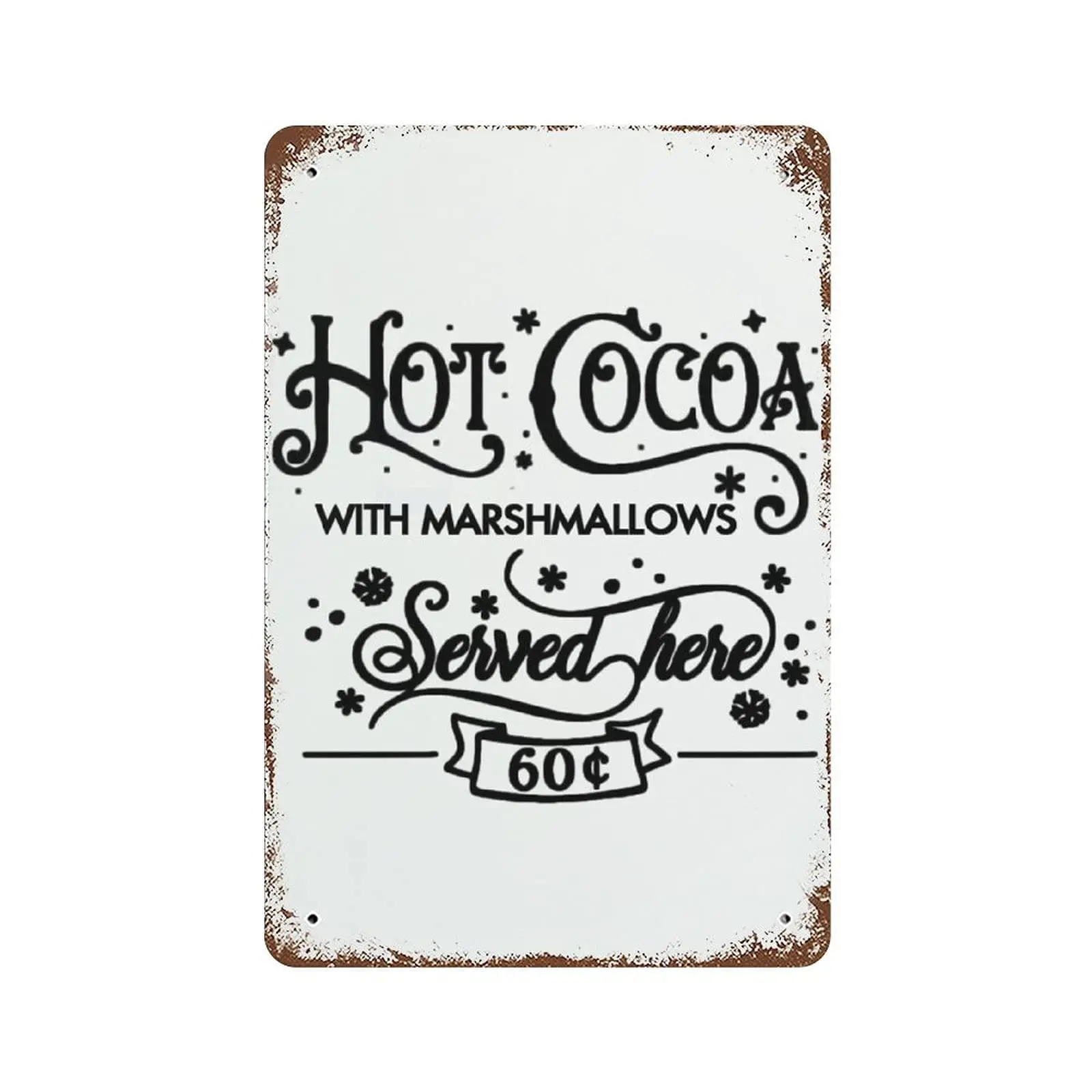 Hot Cocoa with Marshmallows for Sale Here Metal Sign Vintage Retro Bar Cafe Bakery Home Wall Decoration Christmas Gift Wall Deco