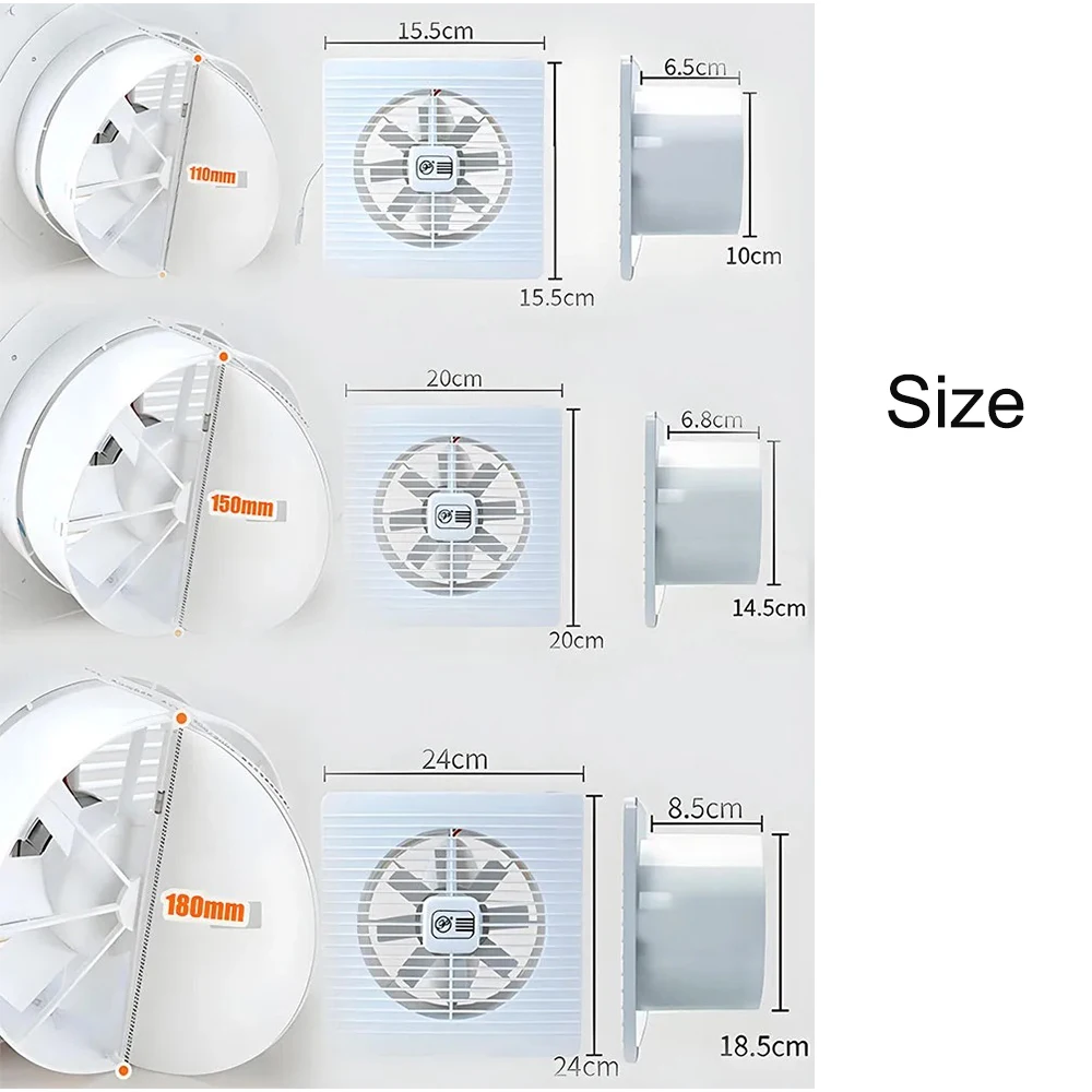 220V EU/UK/AU 4"6" Electric Exhaust Fan Toilet Powerful Mute Extractor Household Wall Kitchen Inbline Duct Fan Ventilation Fan