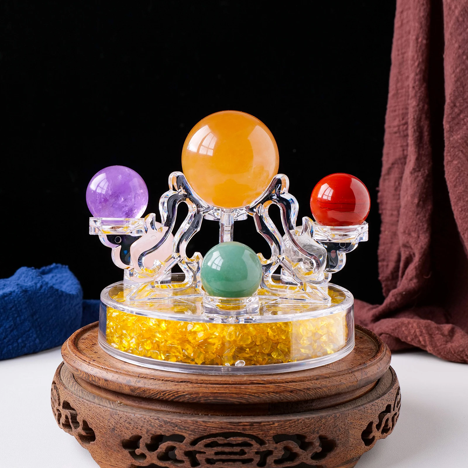 

1 Set Natural Crystal Ball Seven Star Array Decoration Home Desk Feng Shui Energy Decorations