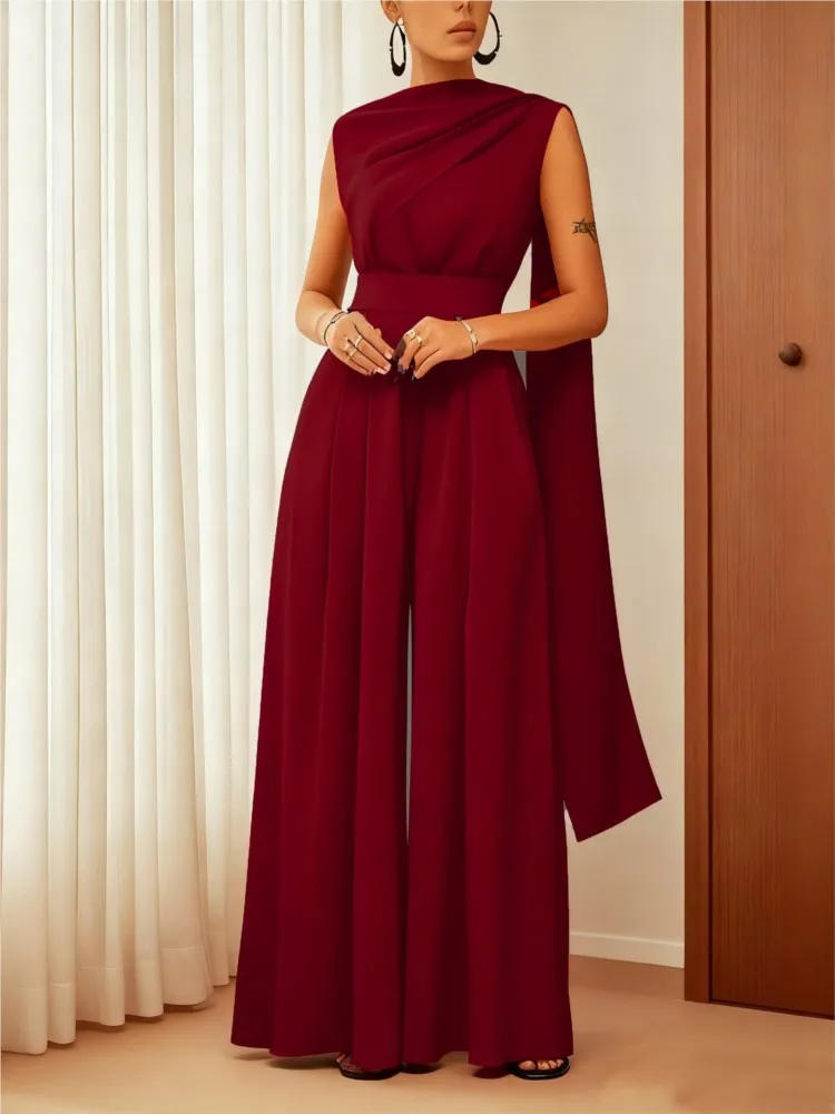 مزاجه حللا للمرأة بذلة فضفاضة واسعة الساقين بنطلون سليم بلون أكمام قلادة عادية أنيقة التنقل #1