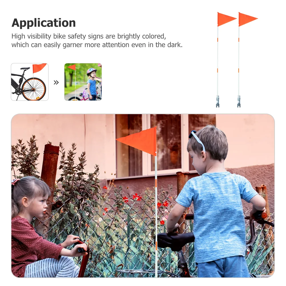 2 Pcs Kids Bike Bikes Bicycle Safety Flag Supplies Cycling Supply Portable Decor Metal Warning for Accessory Child