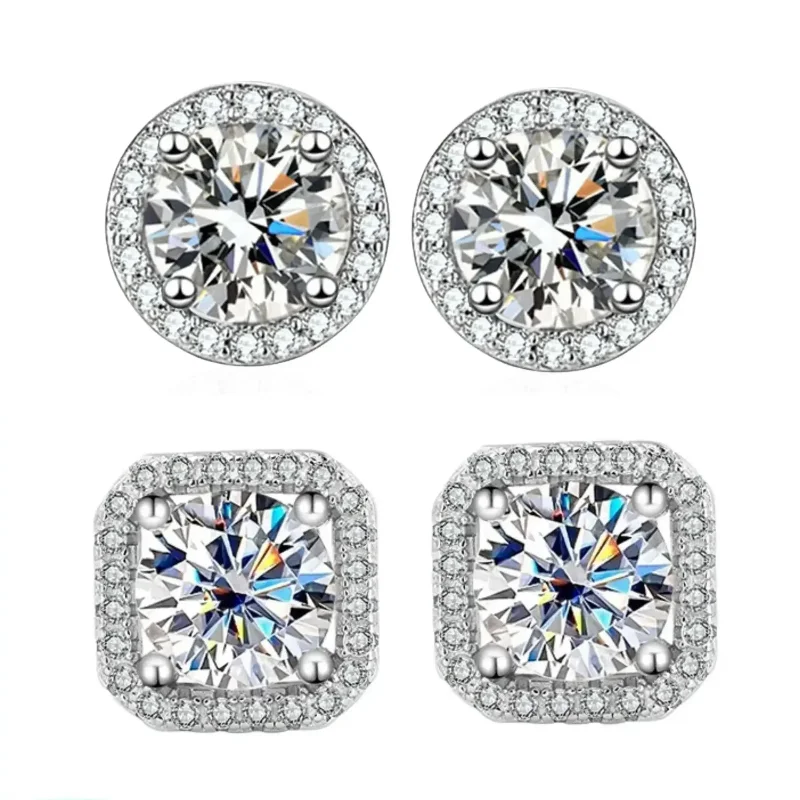 1P-DISINIYA Color Earrings Mosonite Earring Square Bag Earrings Marry Jewelry S…