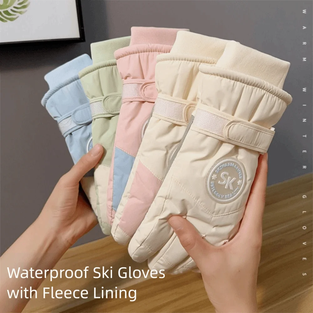 Fashion Lining Ski Gloves Thick Cotton Windproof Winter Cycling Gloves Waterproof Thermal Snow Gloves Winter Season