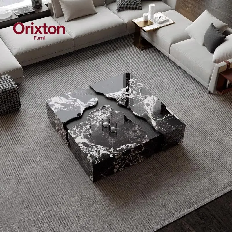 Square Marble Coffee Table, Italian Minimalist Viral Design for Spacious Living Room, Heat & Scratch Resistant, Customize