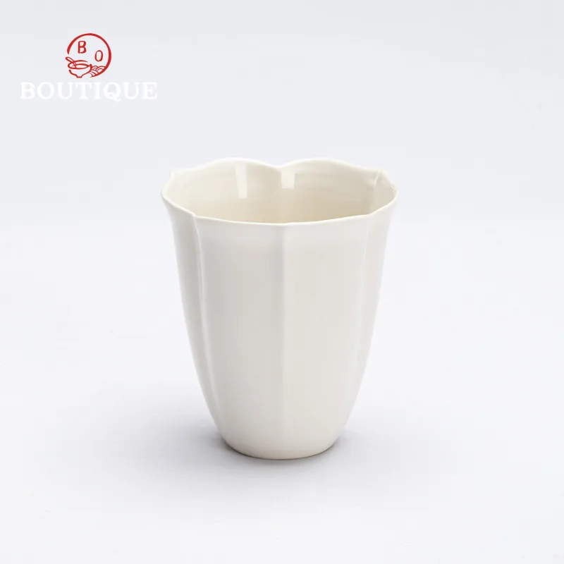 Grass Ash Handmade Petal Tea Cup Ceramic Cup For Tea Kung Fu Tea Set Tea Cups Home White Cup Small Master Smelling Unusual Cup