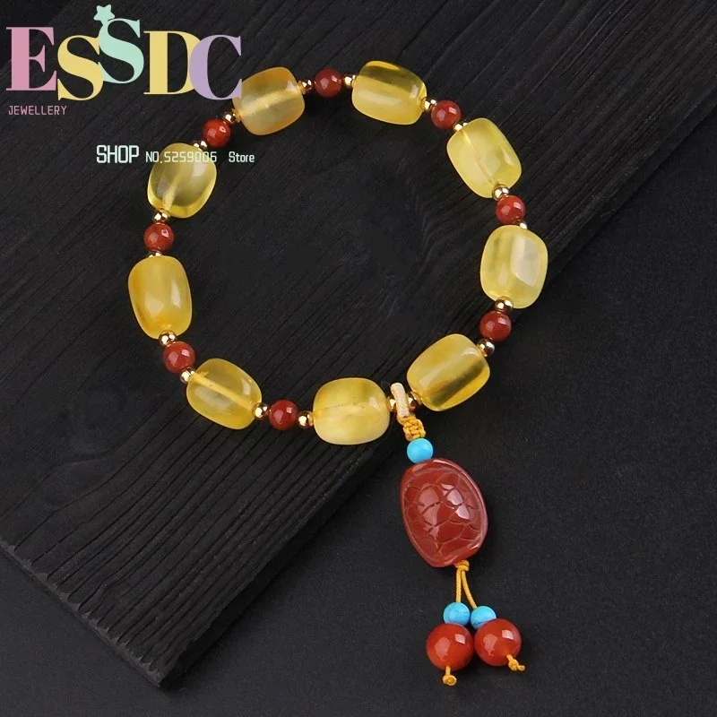 Casual Agate Tortoise Pendant Bracelet Jewelry Wholesale Amber New Natural with Southern Red Beeswax Baltic