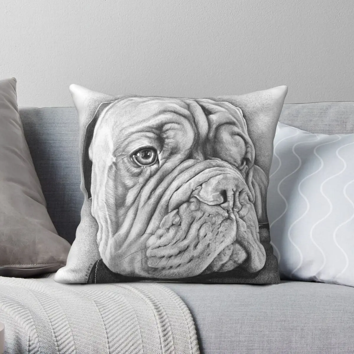 

The Dogue De Bordeaux Square Pillowcase Polyester Linen Velvet Creative Zip Decor Sofa Seater Cushion Case