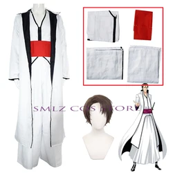 Cosplay Anime  Aizen Sosuke Cosplay Bleach Costume Trench Uniform Wig Set Halloween Party White Outfit for Men