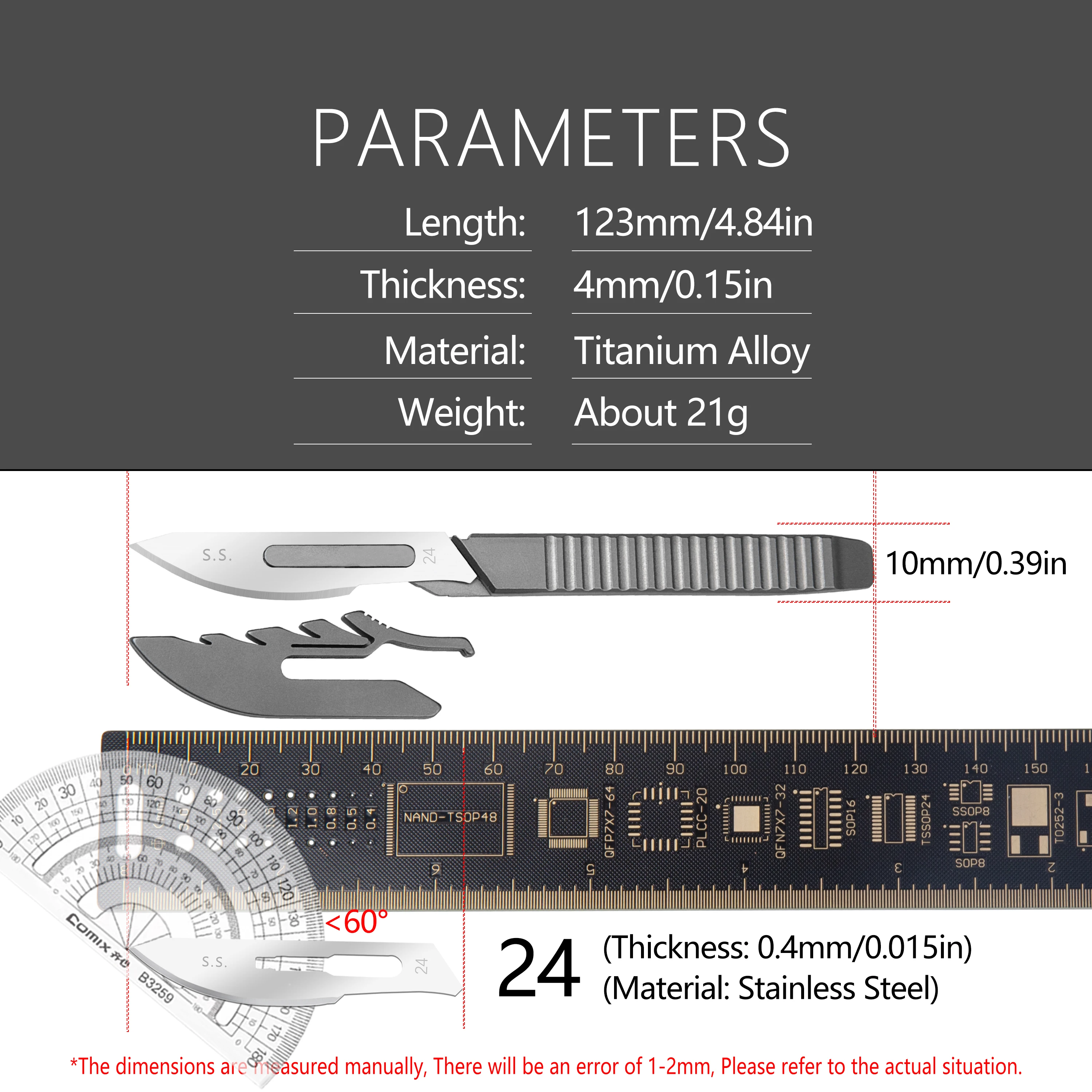 Scalpel Titanium Alloy Surgical Blade Carving Knife No.24 Multifunctional Express Out Of The Box Tool With 10pcs blades