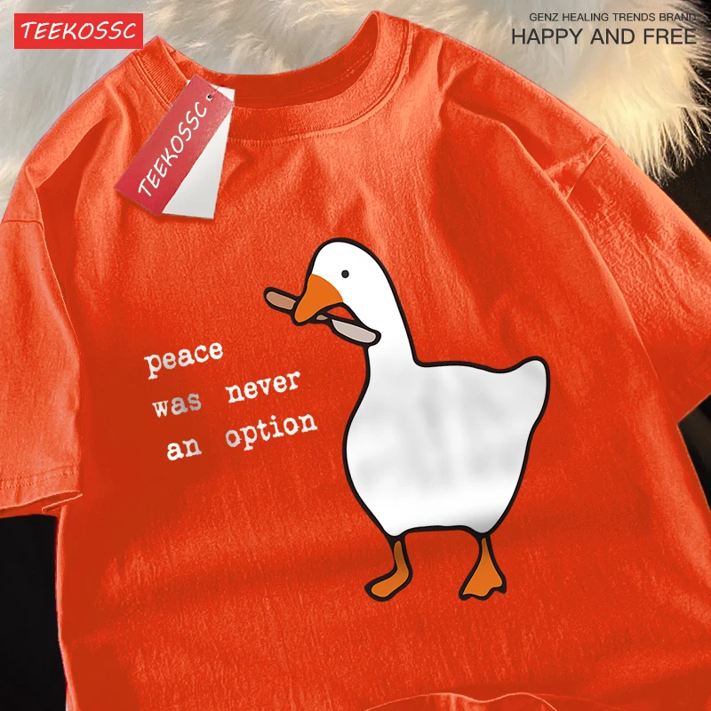 Peace Was Never An Option T Shirt Men Women Pattern Crewneck T Shirts Simplicity Cotton Tees Hip Hop Oversized T-Shirts Couple