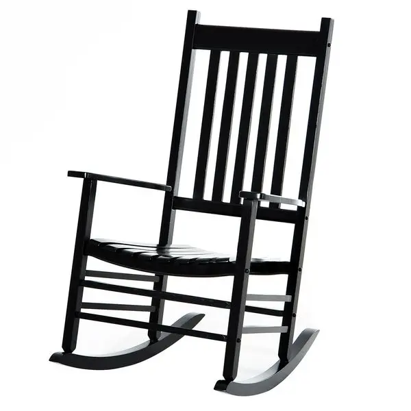 

Outsunny Wooden Outdoor Rocking Chair with Armrests, High Back for Garden, Patio, Balcony, Porch, Black