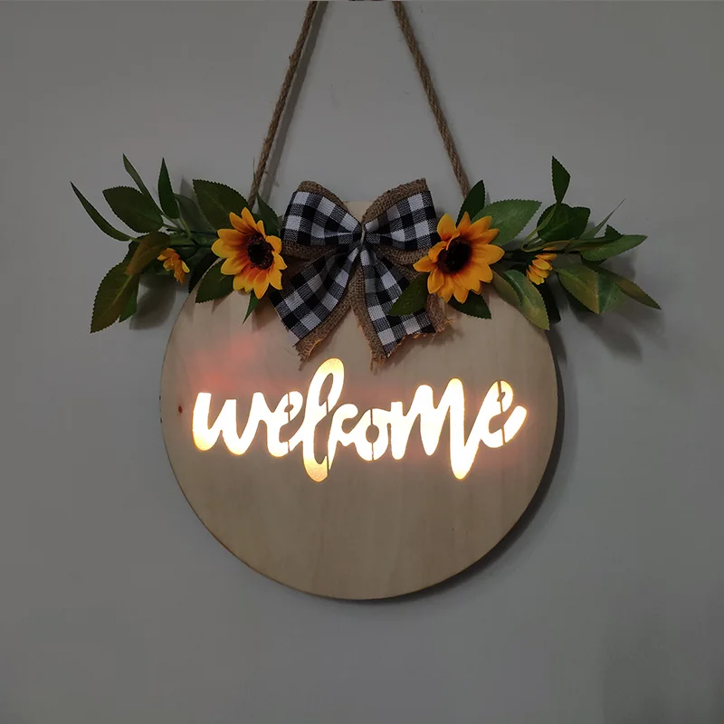 

Eucalyptus Globulus Flower Artificial Wreath LED Light Box Wreath Welcome Wreaths For Front Coffee Shop Home Door Decor