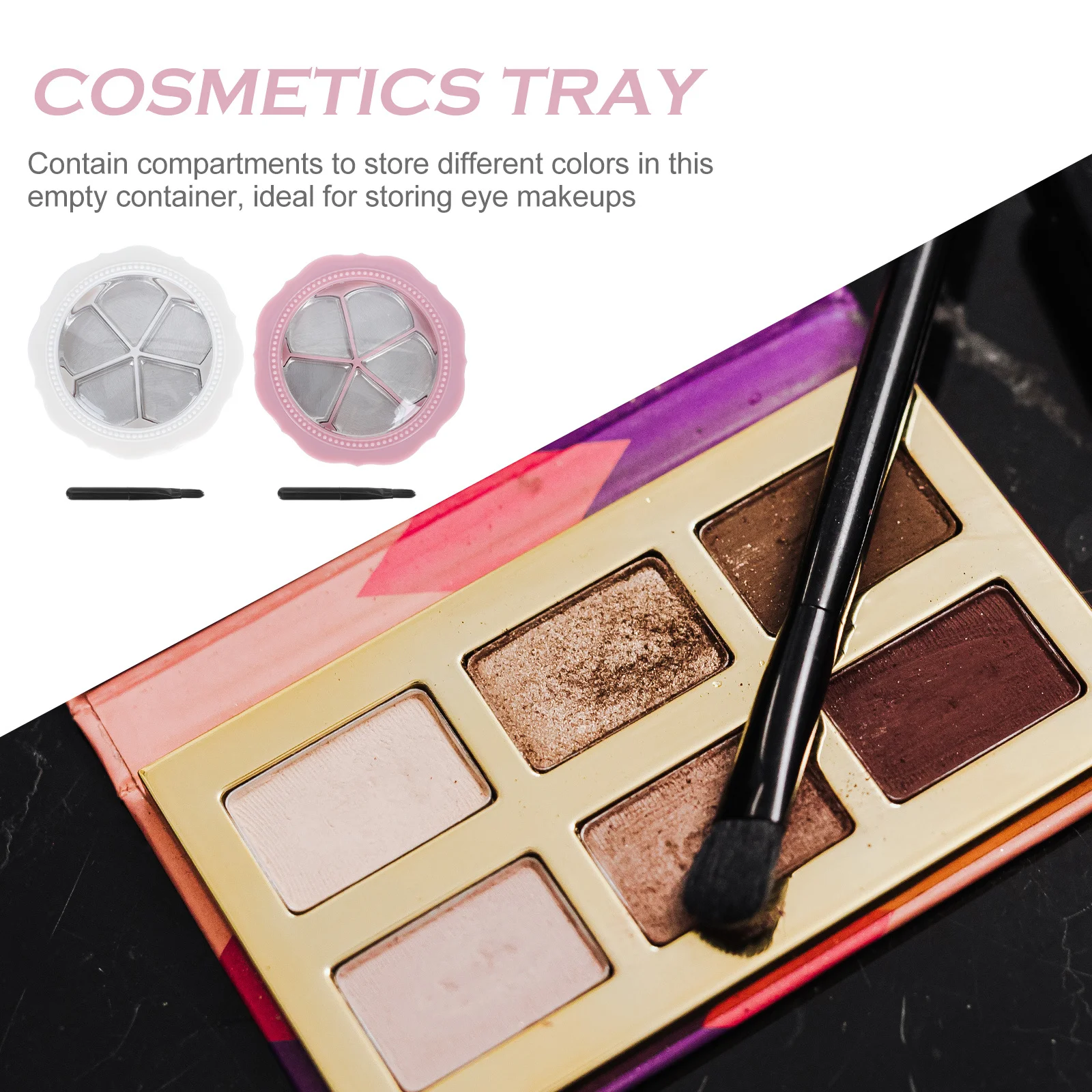 مجموعتان من علبة مكياج فارغة لظلال العيون وأحمر الشفاه وأحمر الخدود وتخزين مستحضرات التجميل المدمجة وحاوية تنظيم متعددة الشبكات محمولة