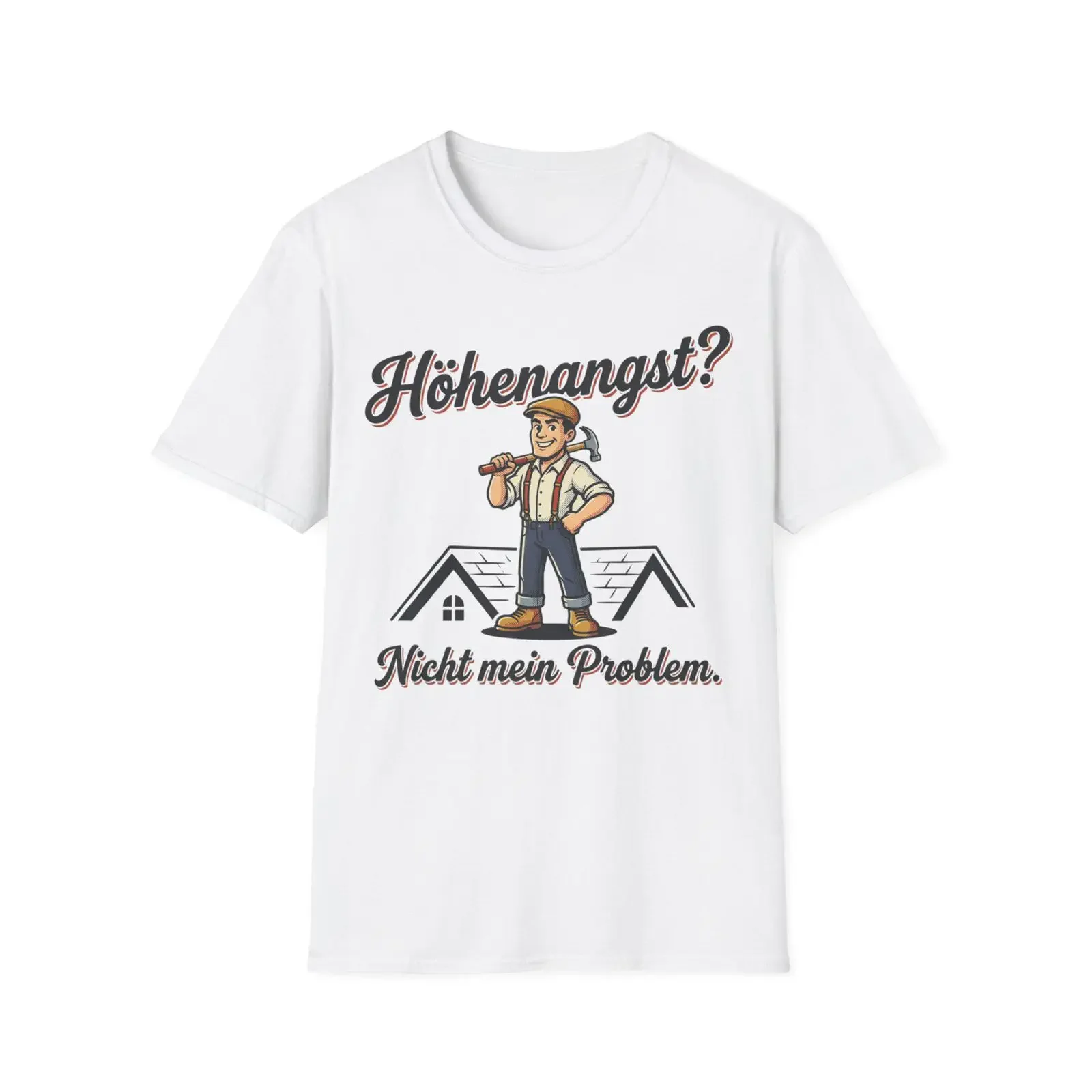 Afraid of heights Not my problem Roofer T Shirt Funny Retro Design vintage Washed Stylish Slightly graphic Comfortable