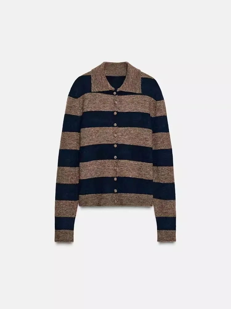 Faionable Long Sve Ne Maglione lavorato a maglia a righe Nuovo arrivo Inverno Abbigliamento da donna Fibra di poliestere Pendolarismo Sle Regul...