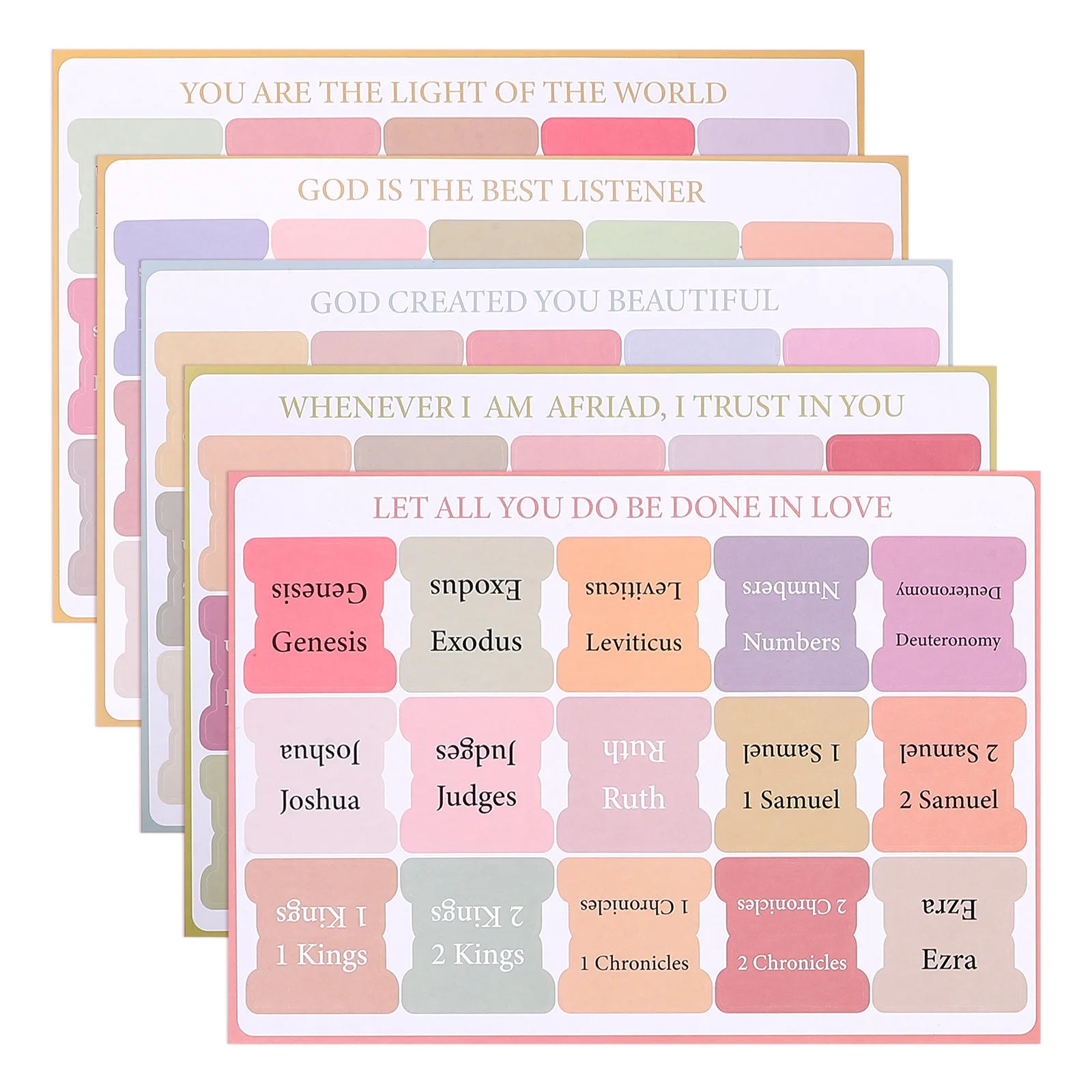 5 Sheets Bible Index Tags Paper Tabs Mini Laminated Book for Study Page Supplies Big Font Miss