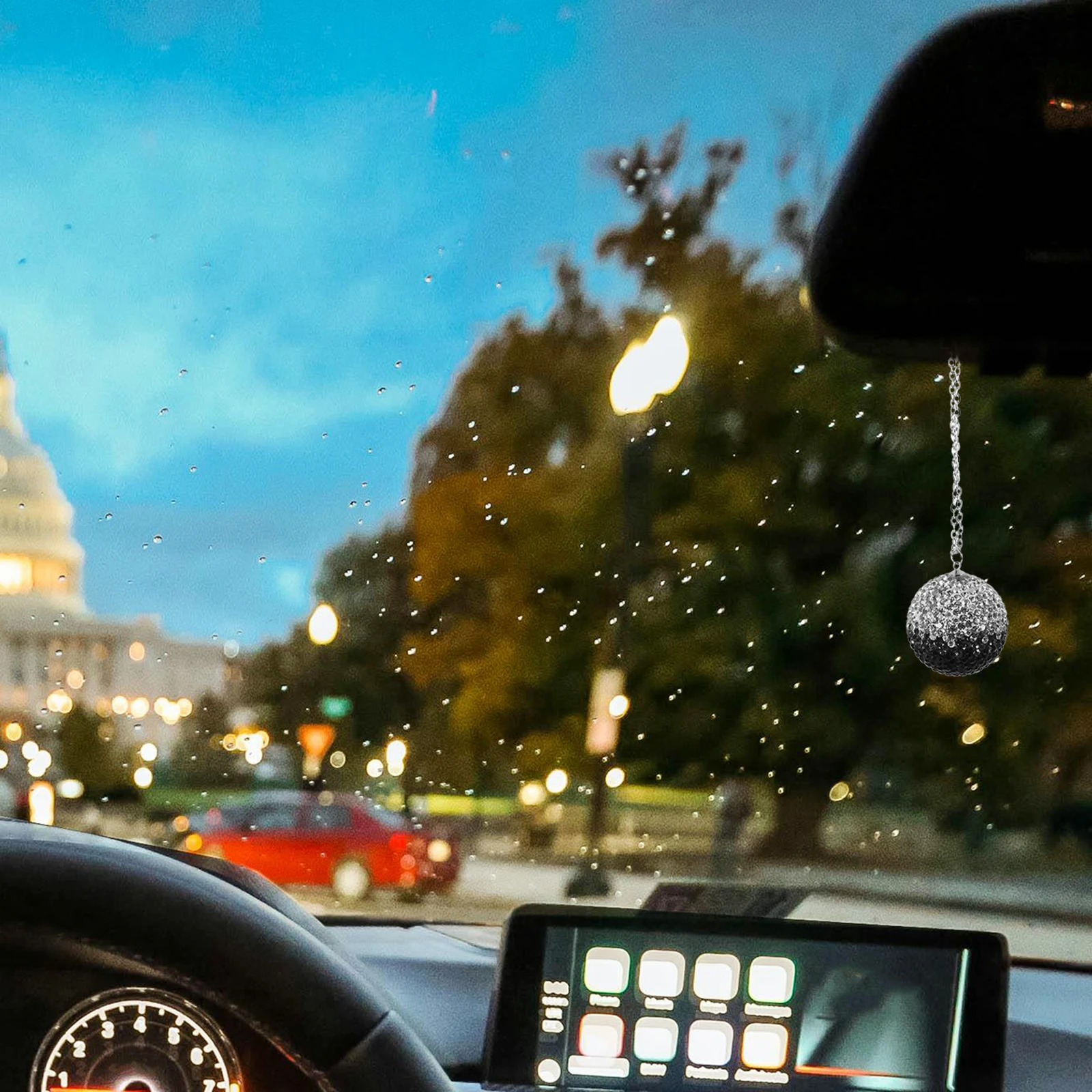 

Bling Car Rearview Mirror Pendant Crystal Rhinestone Ball Ornament Car Charm Interior Hanging Decoration Bling Ornament