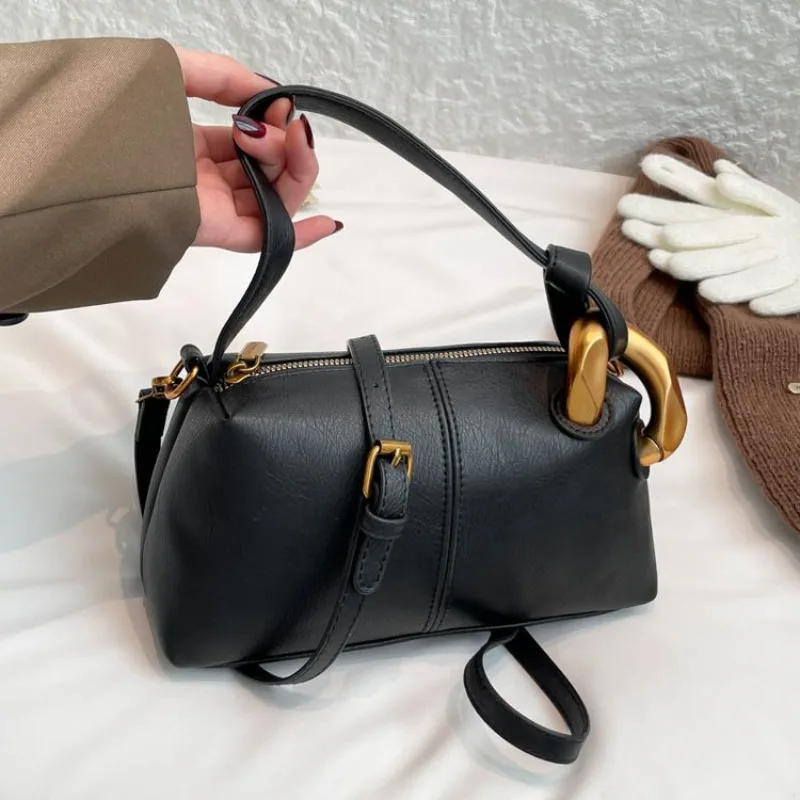 

Винтажная цилиндрическая сумка: модная повседневная женская сумка, универсальная для поездок на работу — на плечо и через плечо.