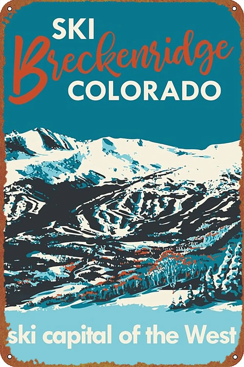 Breckenridge Vintage Ski Sports Poster Metal Tin Sign 8x12in(20x30cm)—Retro Poster gift,bar, cafe, restaurant wall decor art